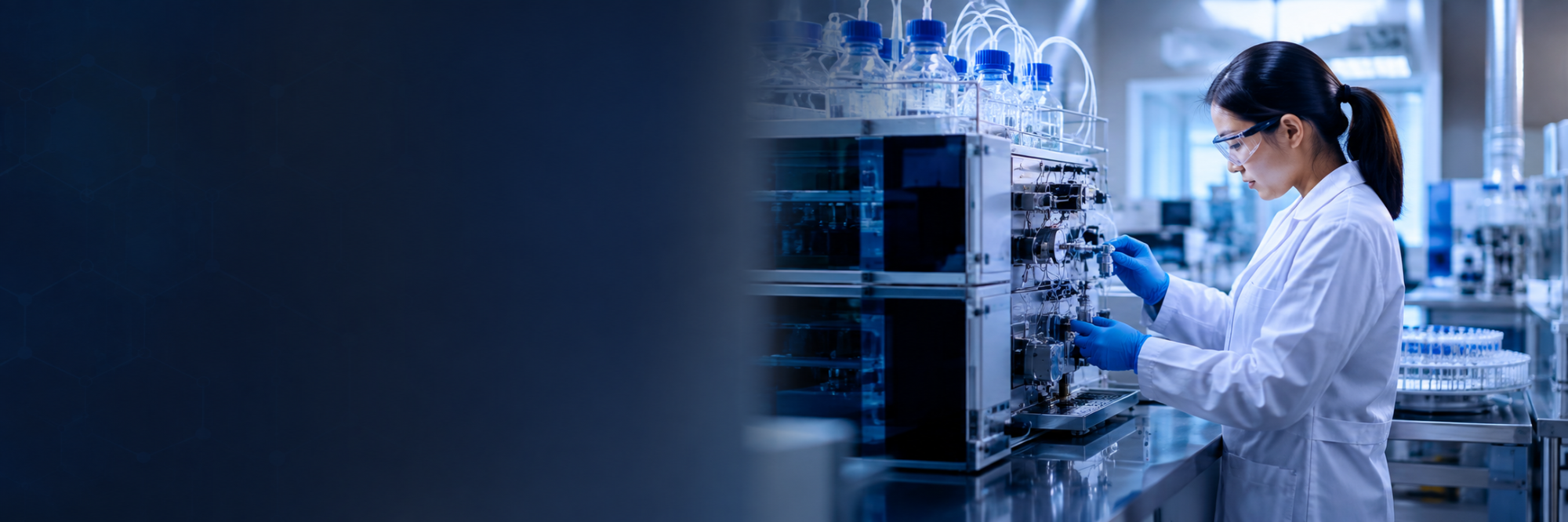 Scientist working with peptide purification equipment